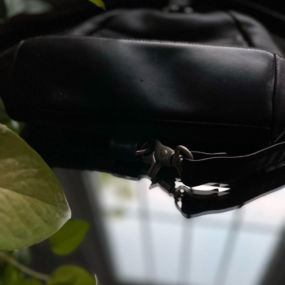 Tignanello Backpack Maroon Black Purse Bag Leather Pockets Red Small Adj… - Picture 7 of 11